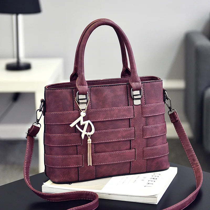 Large Capacity Pu Leather Women'S Handbag Classic Retro Crossbody Bag Fashion Brand Designer Shoulder Bag Casual Tote Bag Women