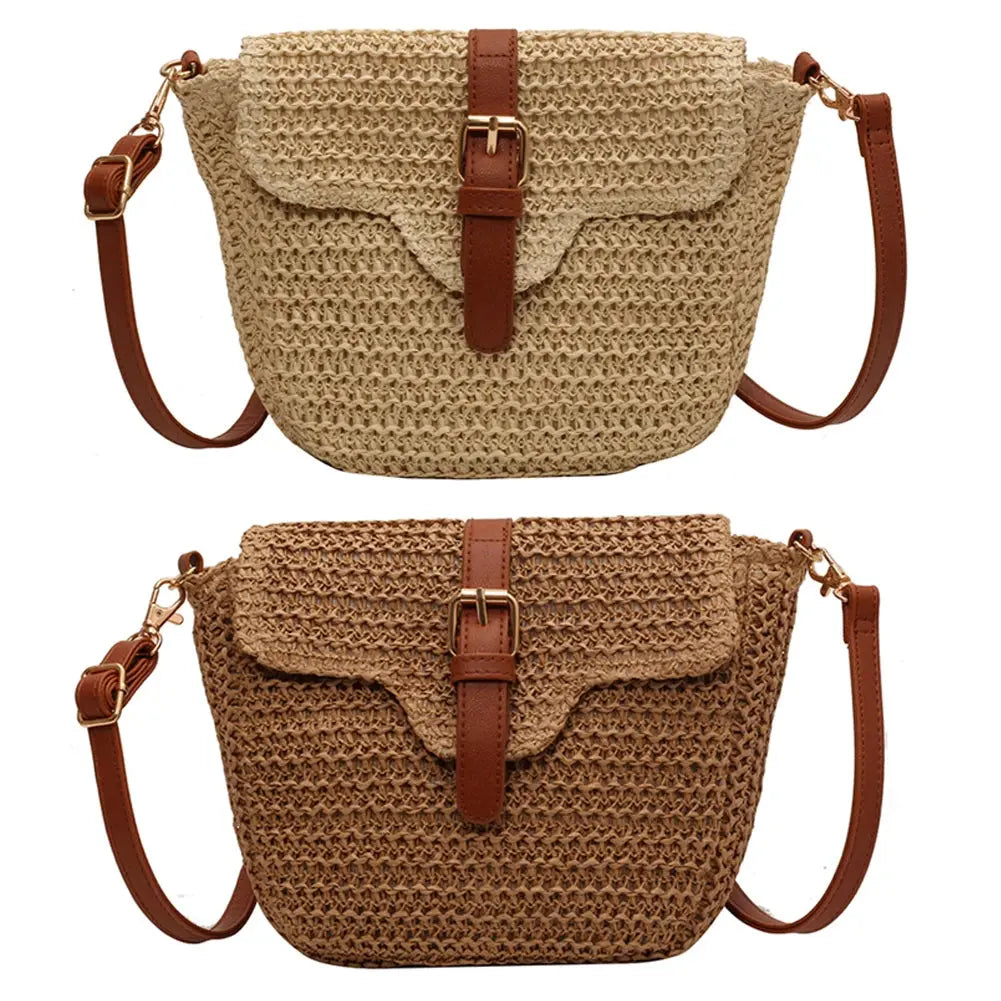 Women Crossbody Bags Summer Woven Messenger Bags Fashion Handmade Paper Rope Simple Adjustable Straps Bohemia Purse
