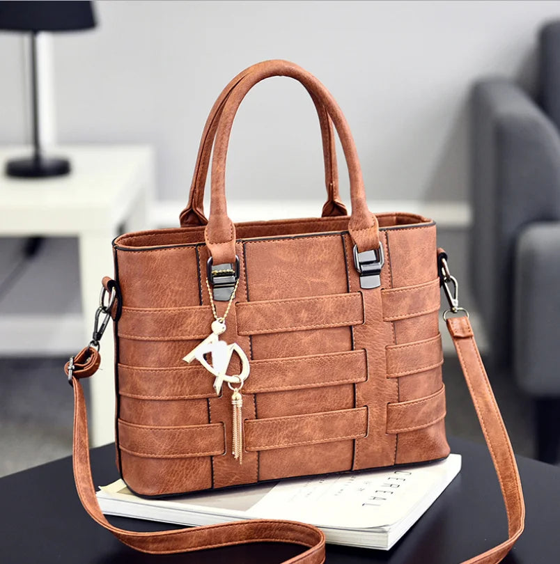 Large Capacity Pu Leather Women'S Handbag Classic Retro Crossbody Bag Fashion Brand Designer Shoulder Bag Casual Tote Bag Women