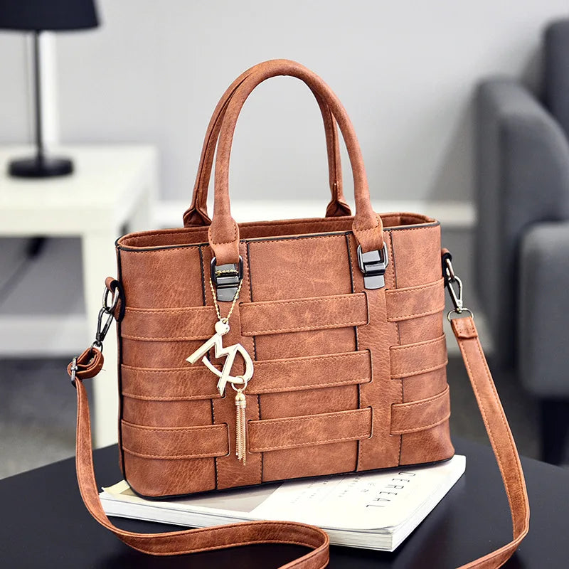 Large Capacity Pu Leather Women'S Handbag Classic Retro Crossbody Bag Fashion Brand Designer Shoulder Bag Casual Tote Bag Women