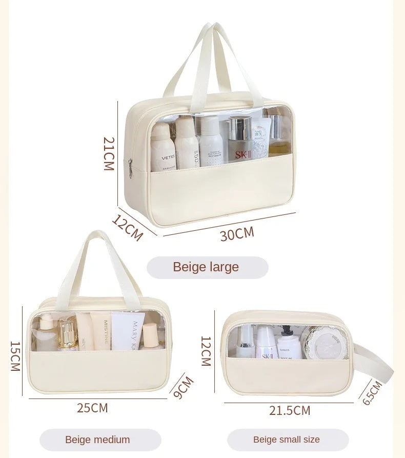 Trousse de maquillage portable et transparente pour femme