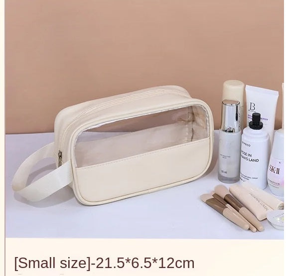 Trousse de maquillage portable et transparente pour femme