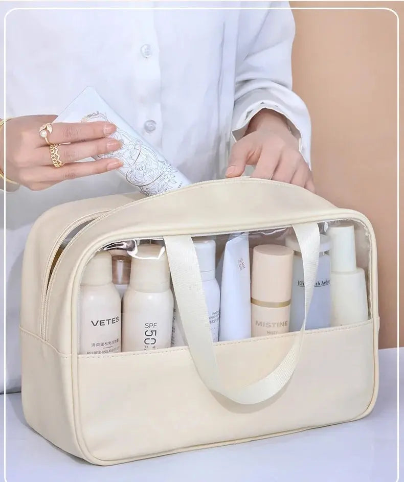 Trousse de maquillage portable et transparente pour femme Ma boutique