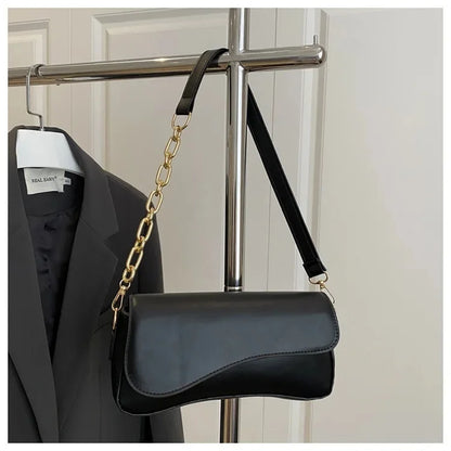 Retro French Casual Design Small Square Bag Women'S Single Shoulder Slant Cross Chain Texture Soft Polyester Fiber Bag