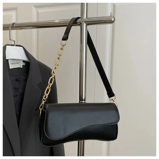 Retro French Casual Design Small Square Bag Women'S Single Shoulder Slant Cross Chain Texture Soft Polyester Fiber Bag