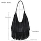 Fashionable PU Leather Long Tassels Handbag Cross Body Design Hobo Style Hobo Bag Armpit Bag Outdoor Activities