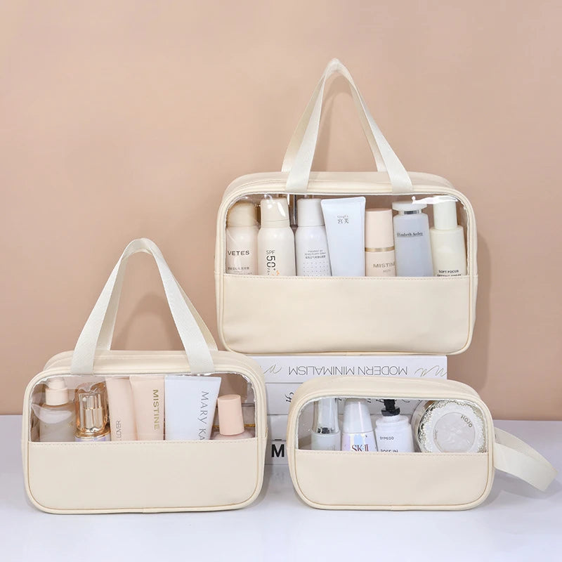 Portable Travel Cosmetic Bag Women Transparent Makeup Bag Large-Capacity Bath Wash Bags Multifunction Waterproof Storage Case