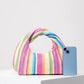 Vintage Woven Handbag, Simple Commuter Bag, Beach Wind Rainbow Bag, Holiday Casual Straw Purse (Random Pattern)