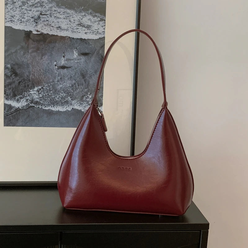 Minimalism Designer Women'S Shoulder Bag Solid Color Soft PU Leather Hand Bags for Women Luxury Purses Small Side Bag Gift Girls