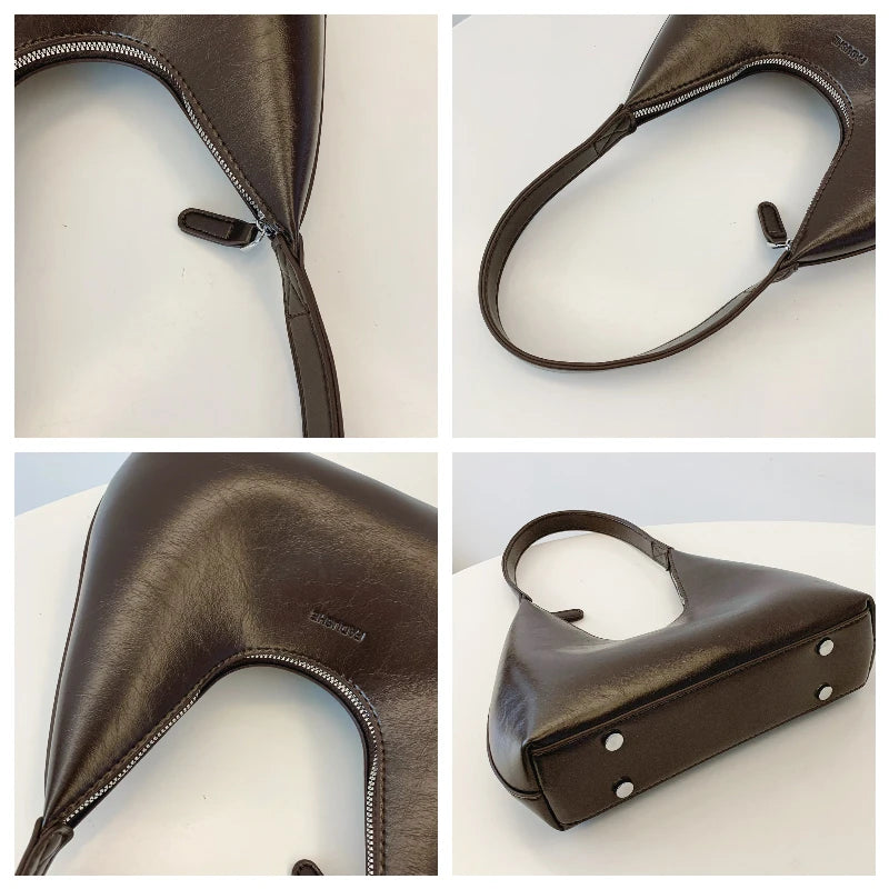 Minimalism Designer Women'S Shoulder Bag Solid Color Soft PU Leather Hand Bags for Women Luxury Purses Small Side Bag Gift Girls