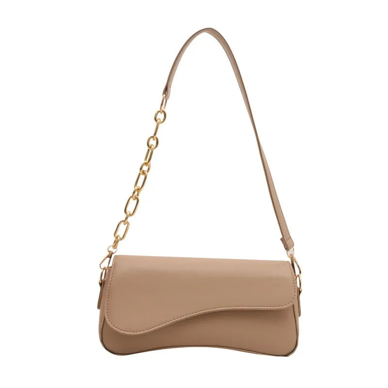 Retro French Casual Design Small Square Bag Women'S Single Shoulder Slant Cross Chain Texture Soft Polyester Fiber Bag