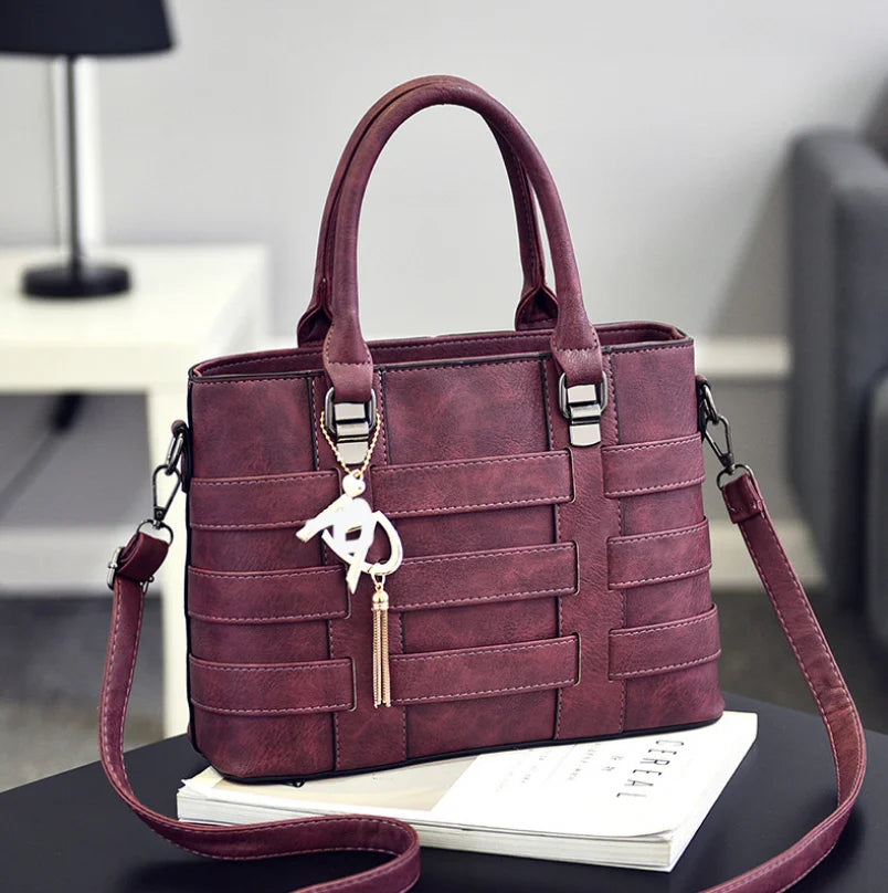 Large Capacity Pu Leather Women'S Handbag Classic Retro Crossbody Bag Fashion Brand Designer Shoulder Bag Casual Tote Bag Women