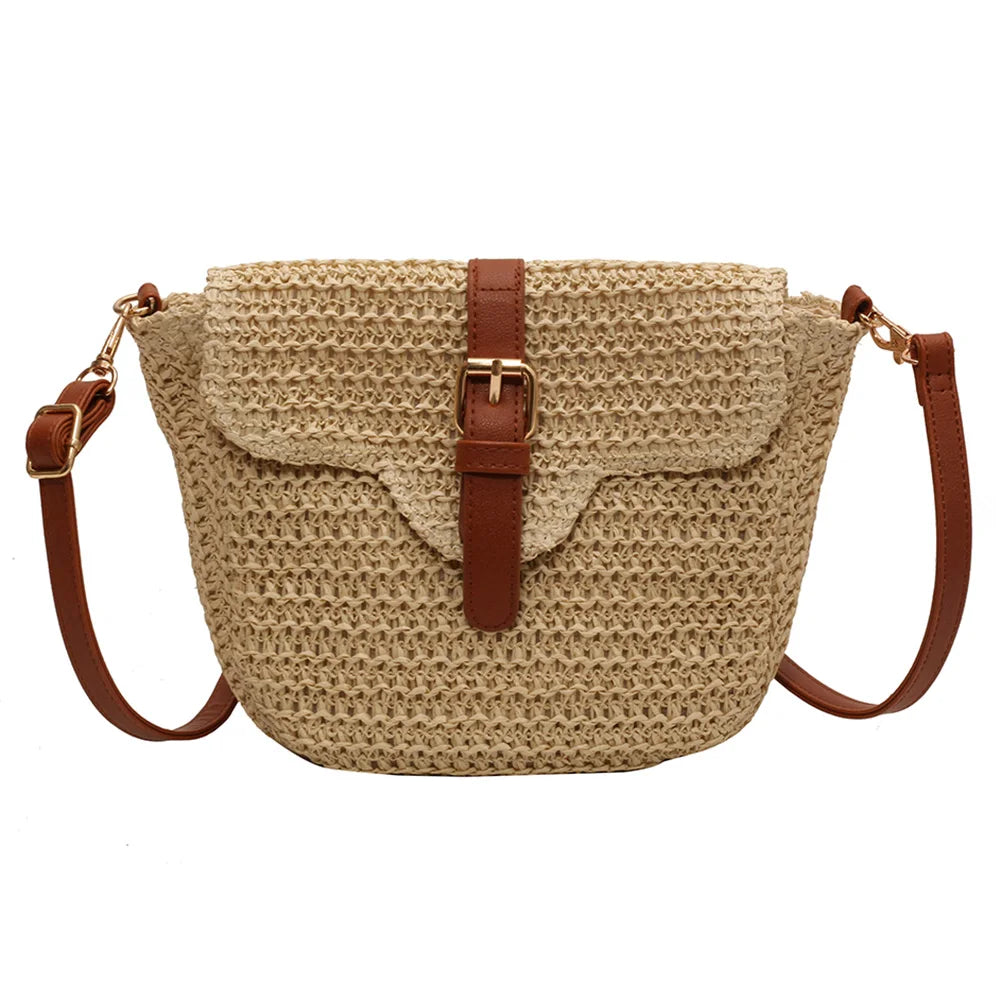 Women Crossbody Bags Summer Woven Messenger Bags Fashion Handmade Paper Rope Simple Adjustable Straps Bohemia Purse