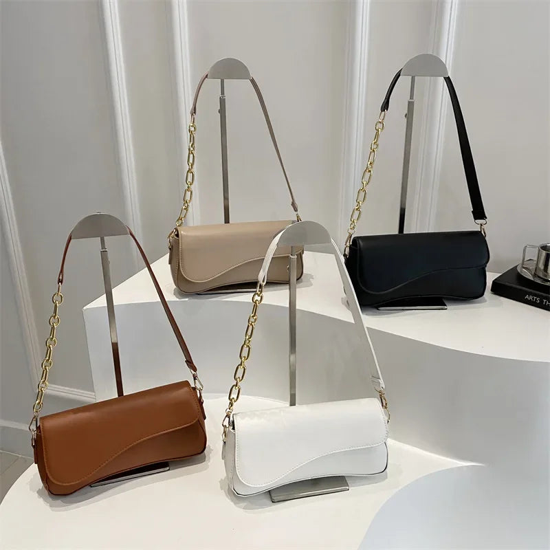 Retro French Casual Design Small Square Bag Women'S Single Shoulder Slant Cross Chain Texture Soft Polyester Fiber Bag