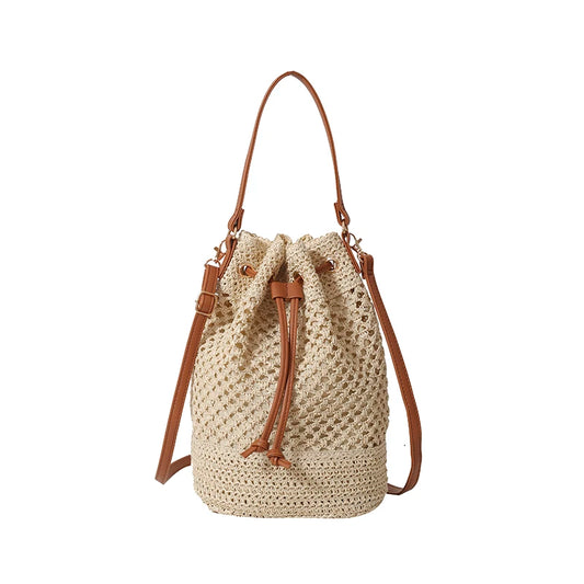 Fabric Zipper Designer Bucket Solid String Large Capacity 2025 Brand Bags for Women Beach Sewing Fashionable Shoulder Bag