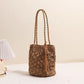 Fashionable Fringed Woven Straw Bag Single Shoulder Holiday Beach Women'S Bag Hollow Fan Pattern Versatile Neutral Minimalist St