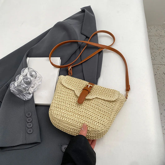 Women Crossbody Bags Summer Woven Messenger Bags Fashion Handmade Paper Rope Simple Adjustable Straps Bohemia Purse