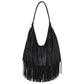 Fashionable PU Leather Long Tassels Handbag Cross Body Design Hobo Style Hobo Bag Armpit Bag Outdoor Activities