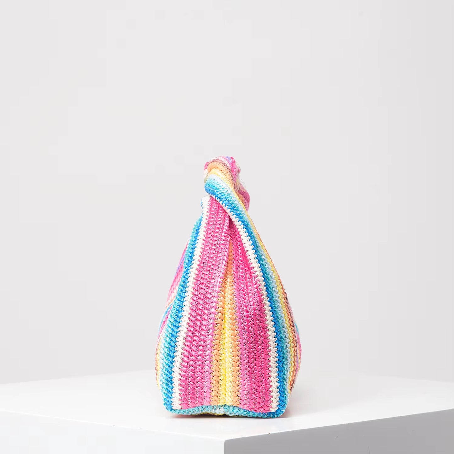 Vintage Woven Handbag, Simple Commuter Bag, Beach Wind Rainbow Bag, Holiday Casual Straw Purse (Random Pattern)