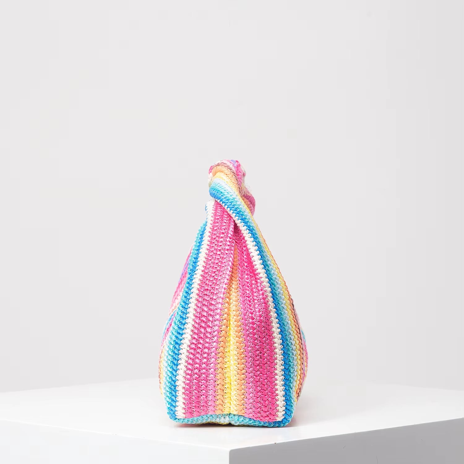 Vintage Woven Handbag, Simple Commuter Bag, Beach Wind Rainbow Bag, Holiday Casual Straw Purse (Random Pattern)