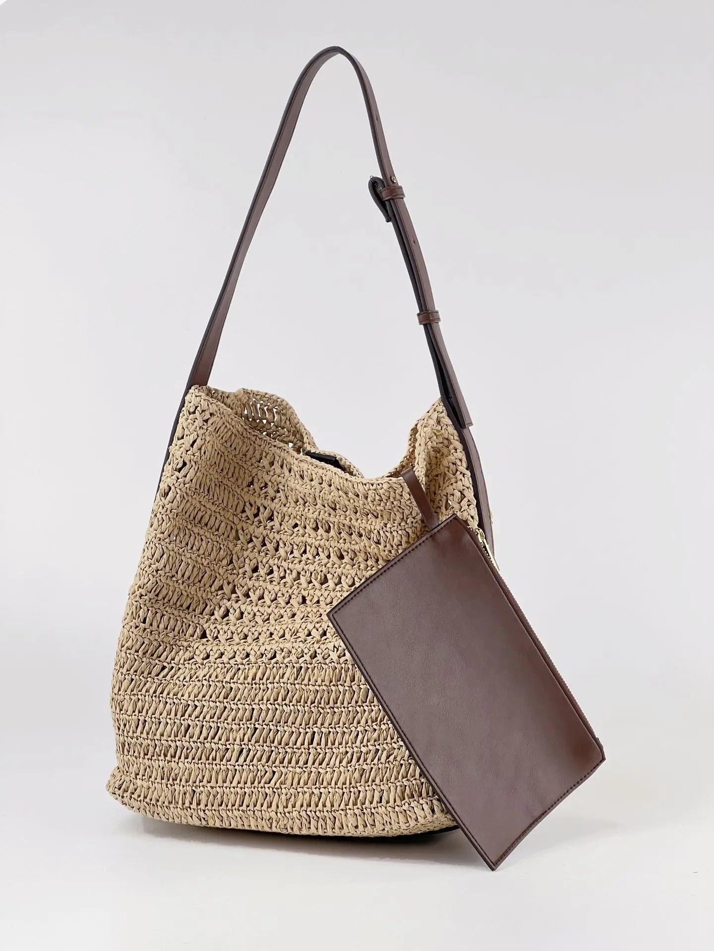 Handwoven Straw Hollow Out Handheld Shoulder Beach Women'S Casual Vacation Tote Bag Armpit Large Casual Crochet Shopping Bags