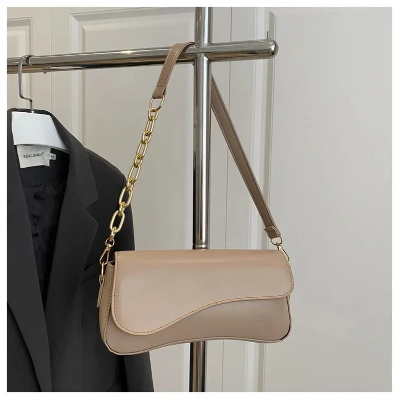 Retro French Casual Design Small Square Bag Women'S Single Shoulder Slant Cross Chain Texture Soft Polyester Fiber Bag