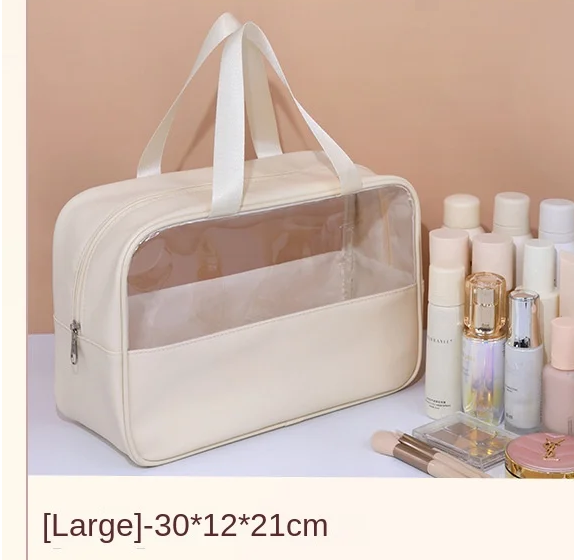 Trousse de maquillage portable et transparente pour femme